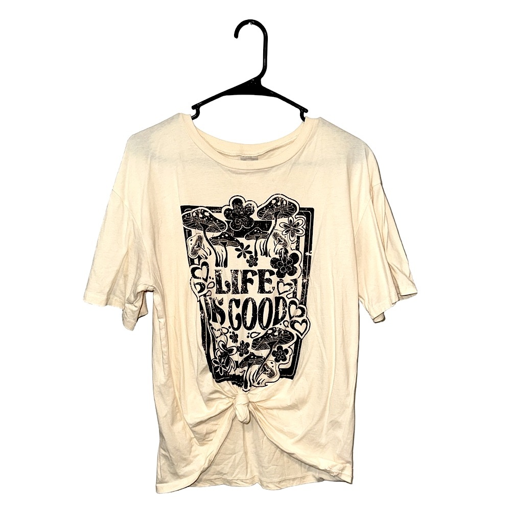 No Boundaries Cream Floral “Life is Good” Graphic Tee